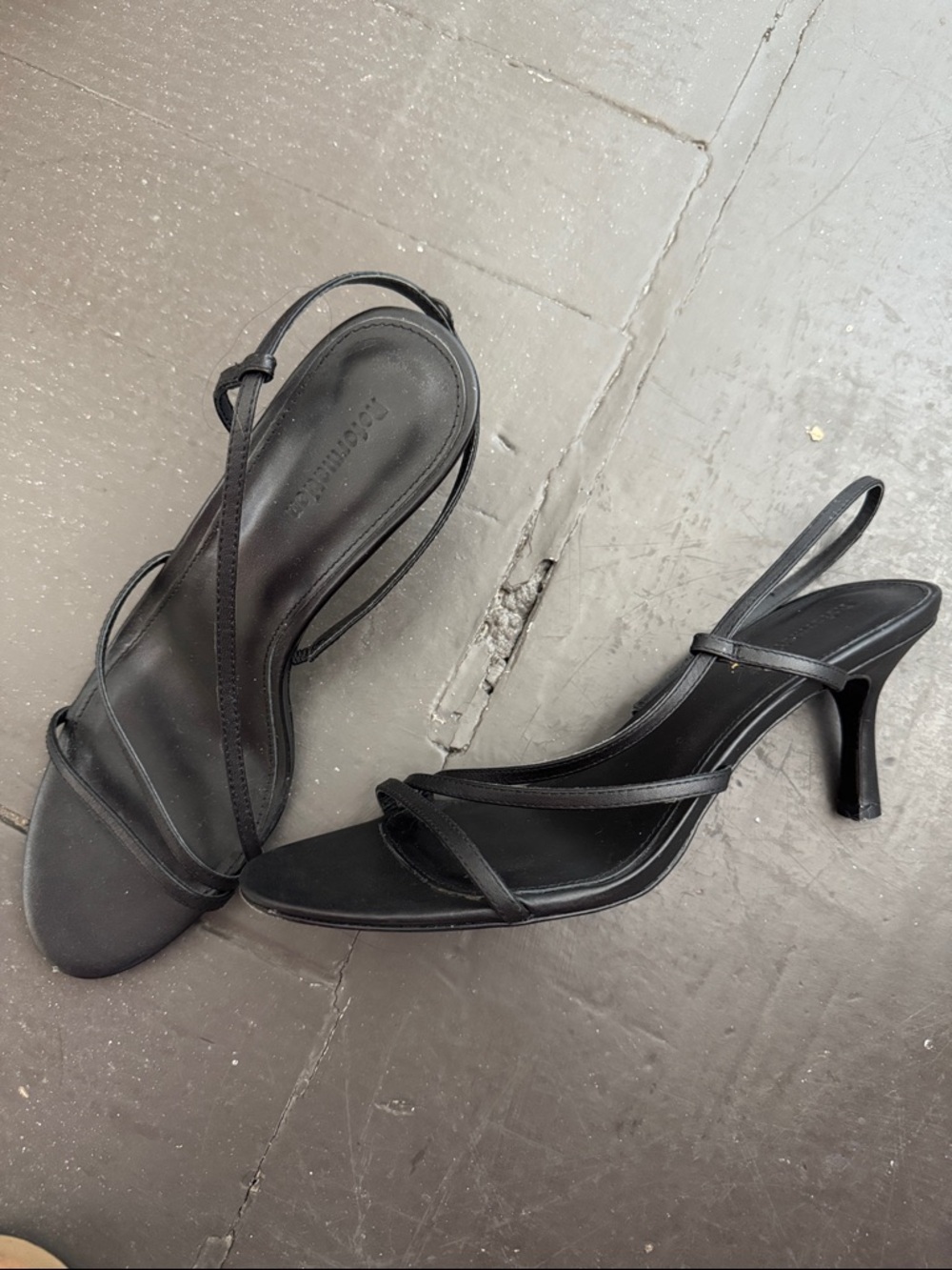 Reformation Black Strappy Slingback Heels